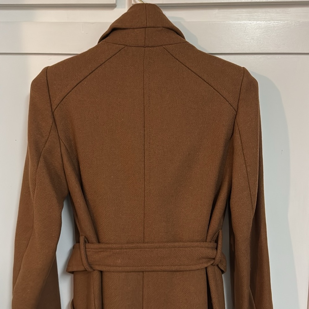 Brown Solid Longline Coat, Size M - image 7